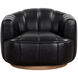 Tadeo Rustic Oak / Vintage Black Night Leather Swivel Lounge Chair, Swivel